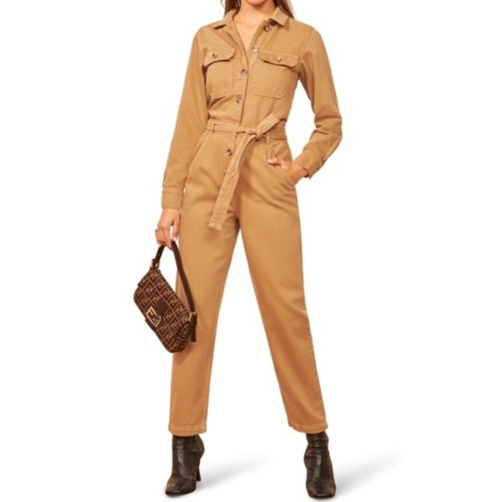 REFORMATION Desert Kendall Boiler Suit Utility Jumpsuit Organic Cotton Size 4